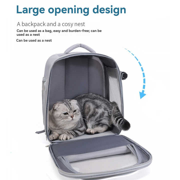 Beige And Black Spacious Pet Carrier Backpack with Clear Window - Comfortable Travel Bag for Cats & Small Dogs V888-ELOSUNG27131