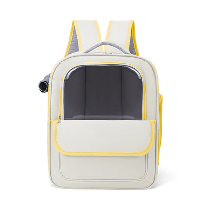 Beige And Yellow Spacious Pet Carrier Backpack with Clear Window - Comfortable Travel Bag for Cats & Small V888-ELOSUNG27132
