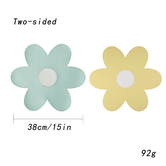 Blue Background With White Heart + Blue Background Set of 6 Reversible Flower Shaped Placemats - Waterproof V888-ELOSUNG27137