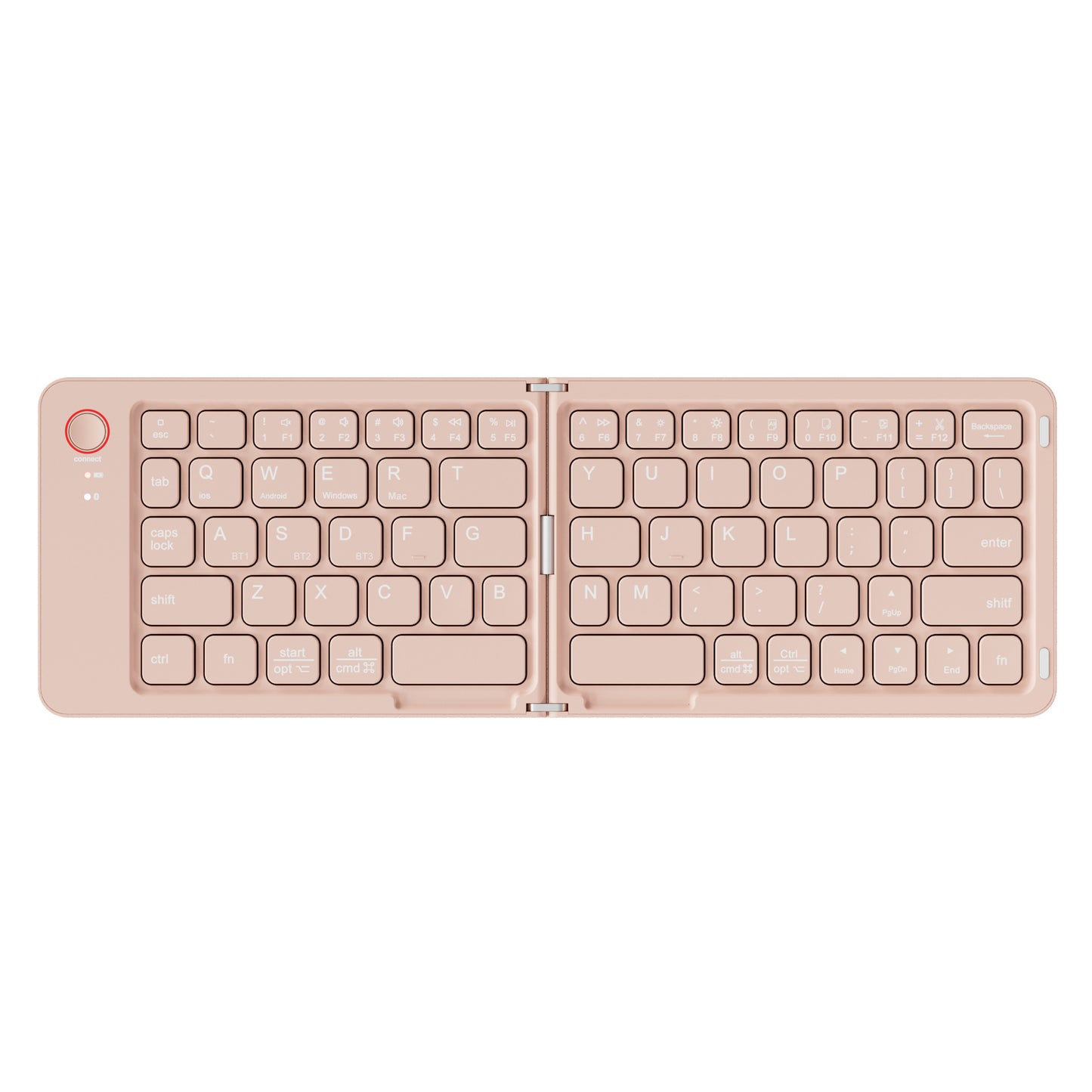 Pink Ultra-Slim Foldable Bluetooth Keyboard - Portable Wireless Rechargeable Travel Keyboard for iOS Android V888-ELOSUNG27139