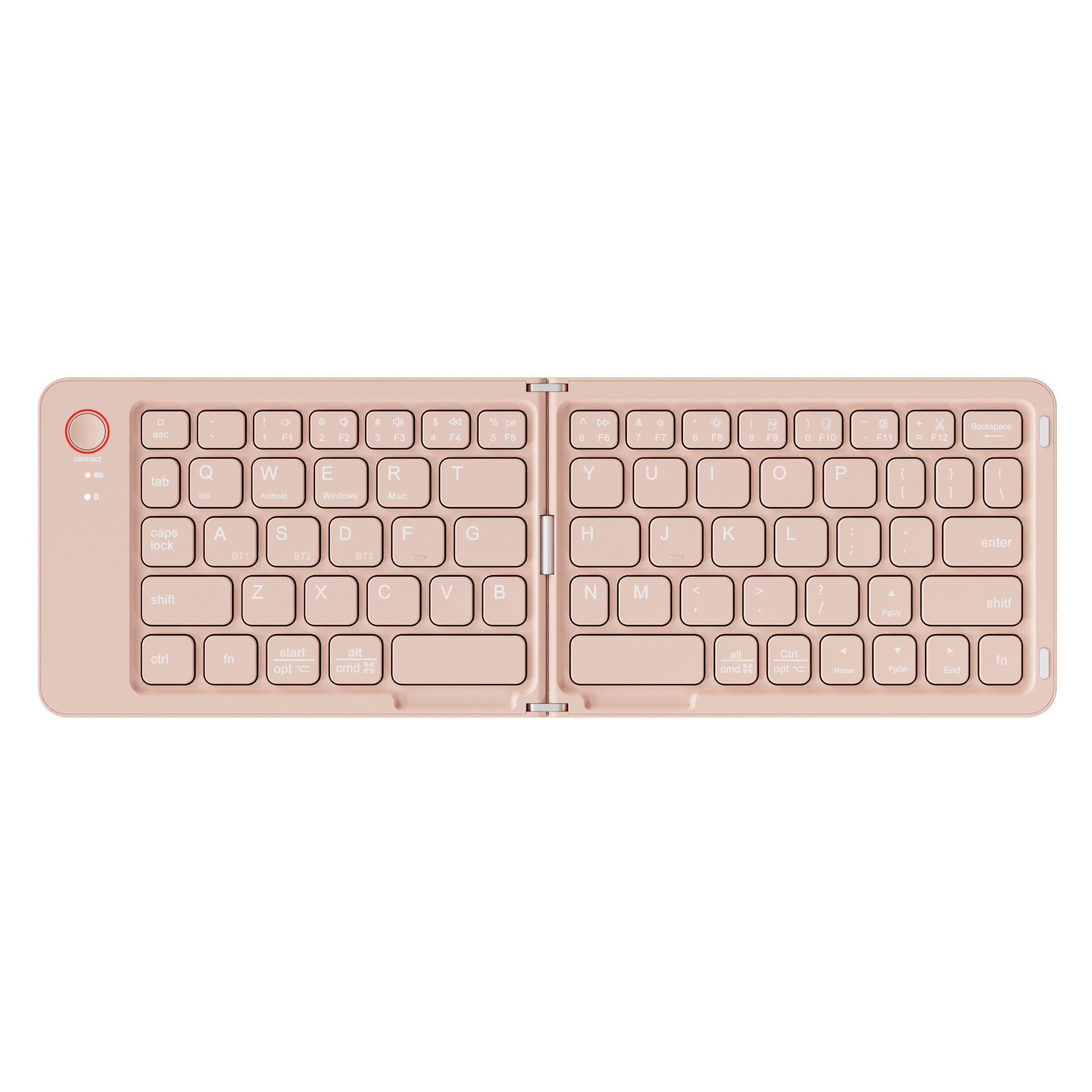 Pink Ultra-Slim Foldable Bluetooth Keyboard - Portable Wireless Rechargeable Travel Keyboard for iOS Android V888-ELOSUNG27139