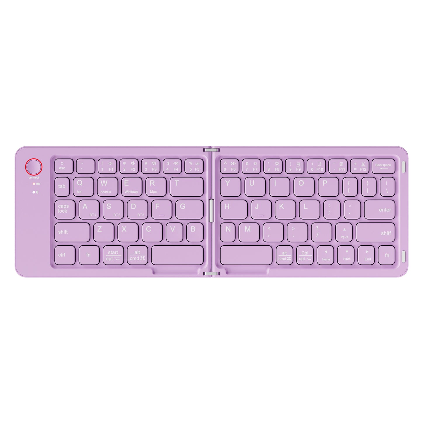 Purple Ultra-Slim Foldable Bluetooth Keyboard - Portable Wireless Rechargeable Travel Keyboard for iOS V888-ELOSUNG27140