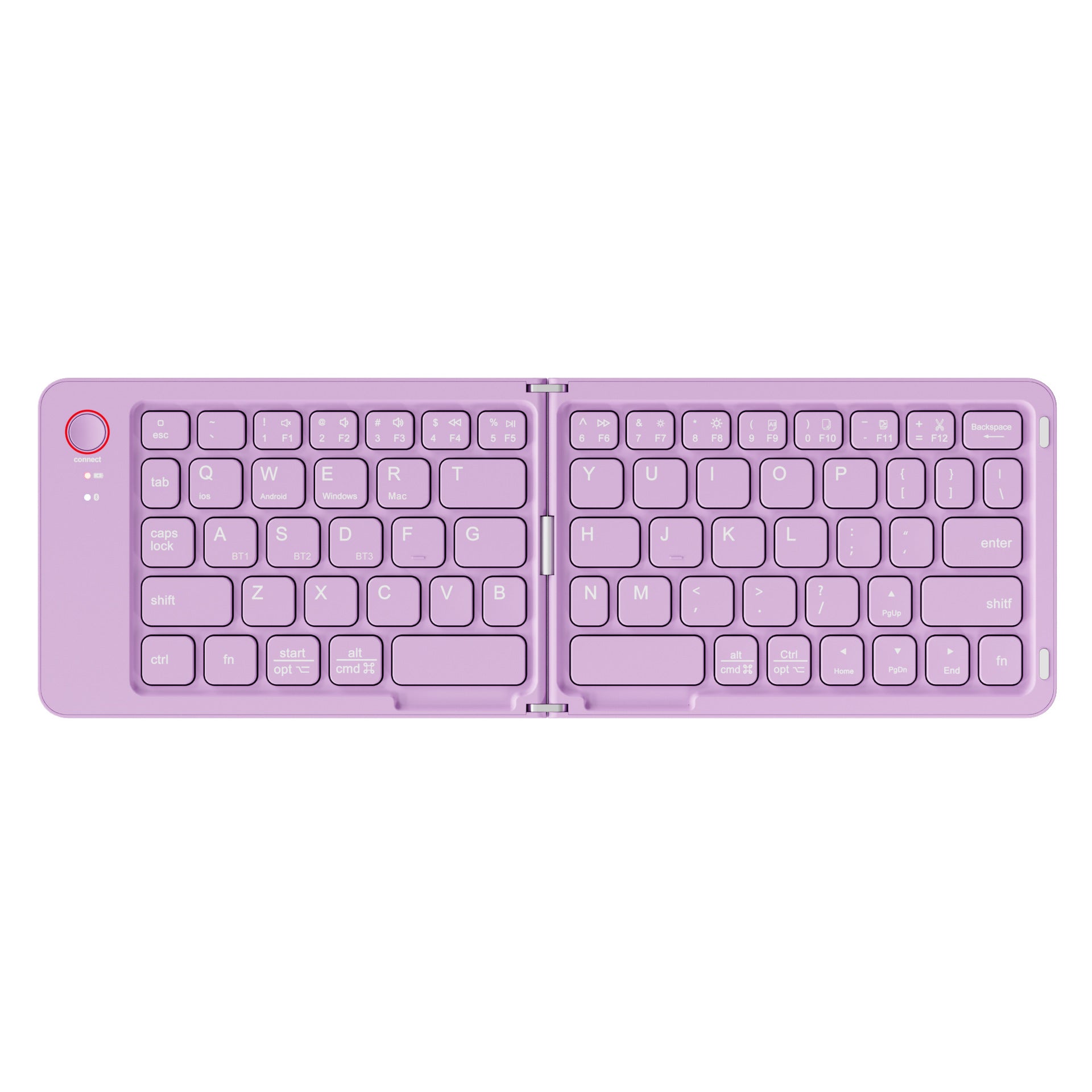 Purple Ultra-Slim Foldable Bluetooth Keyboard - Portable Wireless Rechargeable Travel Keyboard for iOS V888-ELOSUNG27140