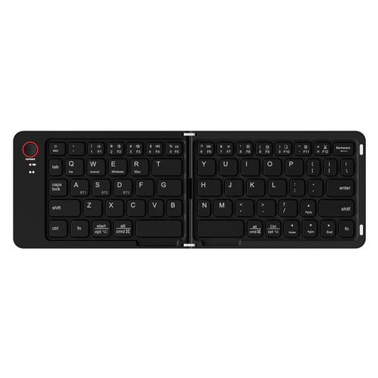 Black Ultra-Slim Foldable Bluetooth Keyboard - Portable Wireless Rechargeable Travel Keyboard for iOS Android V888-ELOSUNG27141