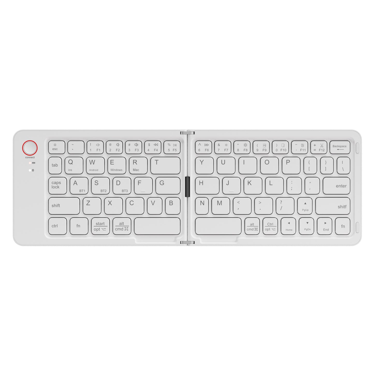 White Ultra-Slim Foldable Bluetooth Keyboard - Portable Wireless Rechargeable Travel Keyboard for iOS Android V888-ELOSUNG27142