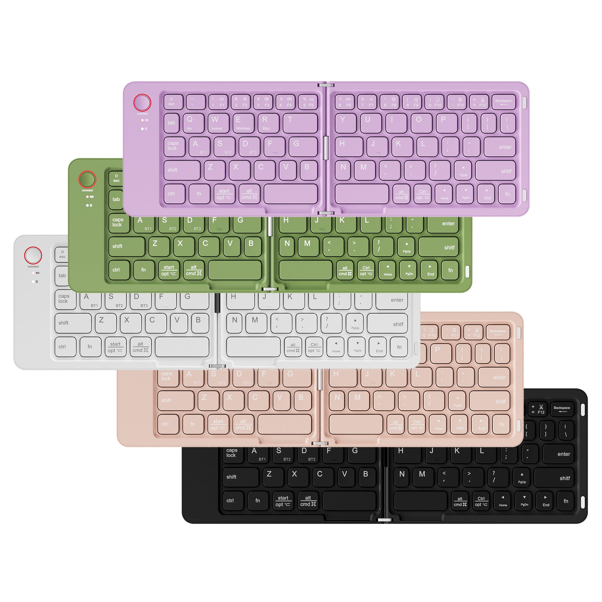 White Ultra-Slim Foldable Bluetooth Keyboard - Portable Wireless Rechargeable Travel Keyboard for iOS Android V888-ELOSUNG27142
