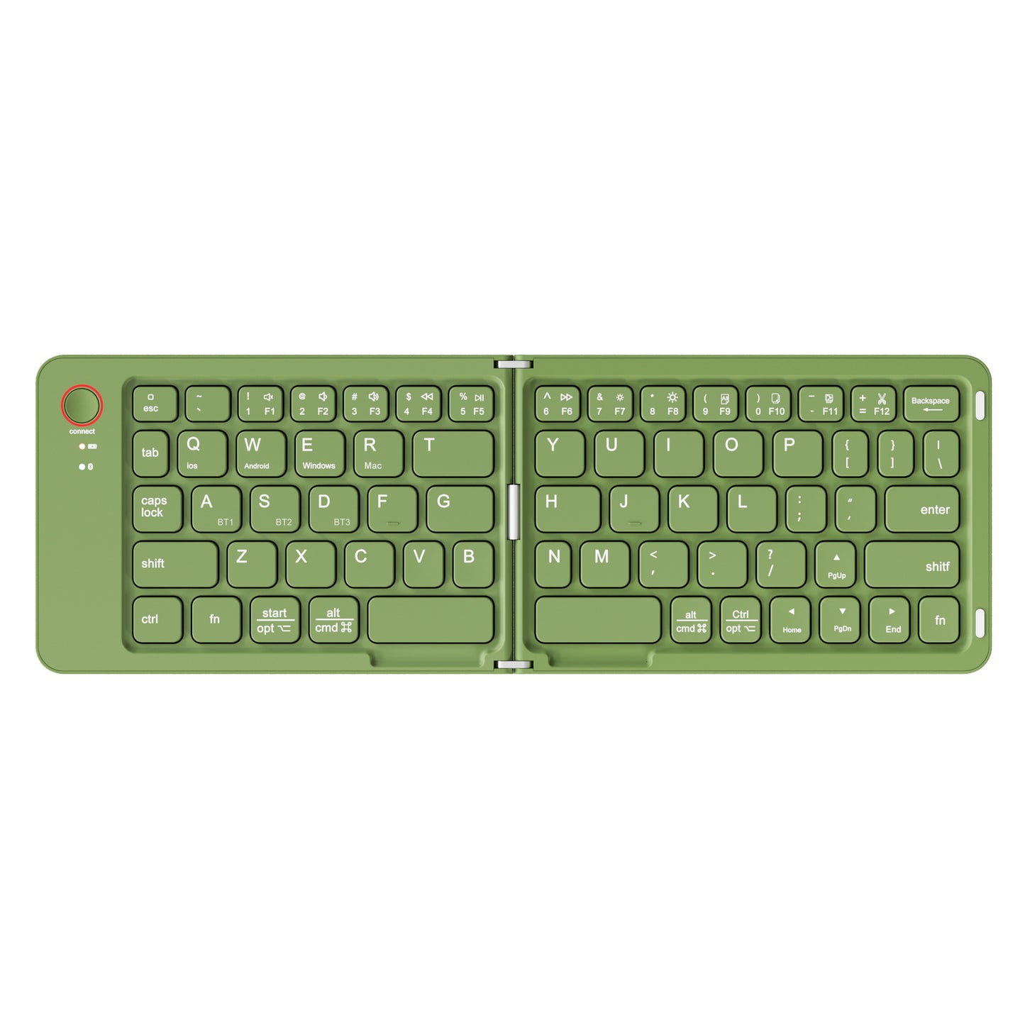 Green Ultra-Slim Foldable Bluetooth Keyboard - Portable Wireless Rechargeable Travel Keyboard for iOS Android V888-ELOSUNG27143
