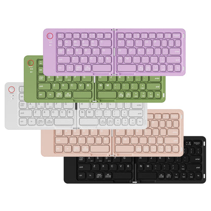 Green Ultra-Slim Foldable Bluetooth Keyboard - Portable Wireless Rechargeable Travel Keyboard for iOS Android V888-ELOSUNG27143