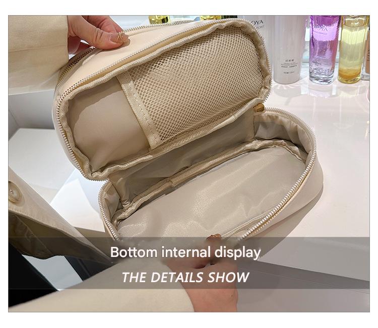 Pink Large Capacity Double Layer PU Leather Makeup Bag - Portable Travel Cosmetic Organizer Case V888-ELOSUNG27149