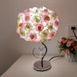 Pink,Green Roses And Silver Base Romantic Red Rose Flower Table Lamp - Crystal Heart Accent Bedside Night V888-ELOSUNG27159
