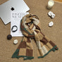 Brown,Khaki And Green Unisex Retro Checkered Knit Scarf - Soft Thick Winter Shawl Wrap V888-ELOSUNG27163