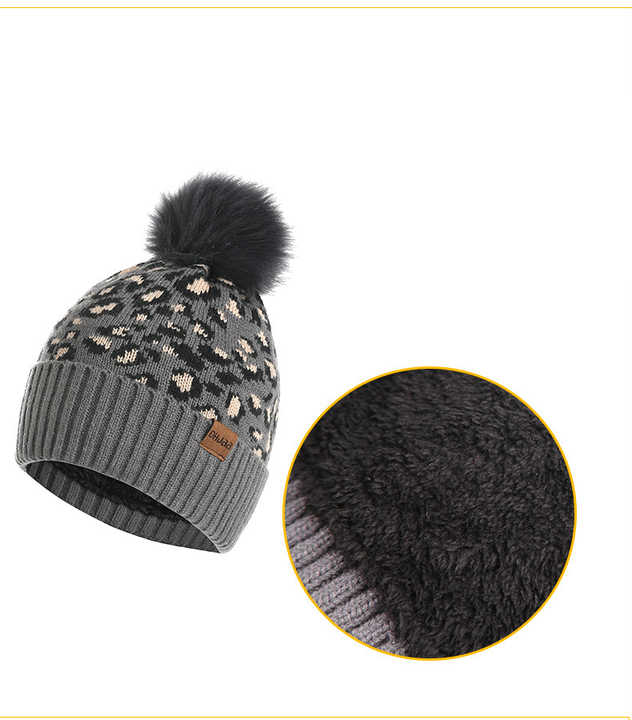 Pink Women's 3-Piece Winter Knit Set - Leopard Print Plush Lined Beanie Hat, Scarf & Touchscreen Gloves V888-ELOSUNG27167