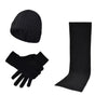 Black Men's 3-Piece Winter Warm Ribbed Knit Beanie Hat Scarf and Gloves Set V888-ELOSUNG27170