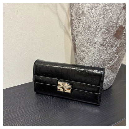 Black Elegant Women's RFID Blocking Long Wallet - PU Leather Clutch Purse with Clasp V888-ELOSUNG27177