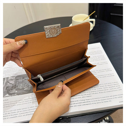 Black Elegant Women's RFID Blocking Long Wallet - PU Leather Clutch Purse with Clasp V888-ELOSUNG27177