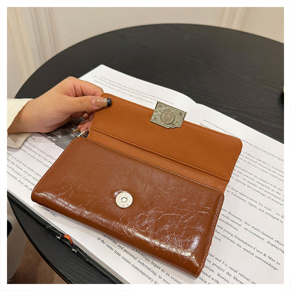 Brown Elegant Women's RFID Blocking Long Wallet - PU Leather Clutch Purse with Clasp V888-ELOSUNG27178