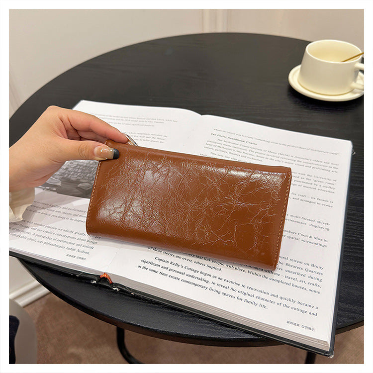 Brown Elegant Women's RFID Blocking Long Wallet - PU Leather Clutch Purse with Clasp V888-ELOSUNG27178