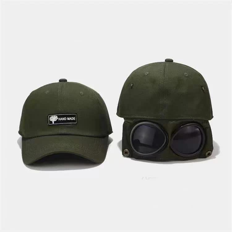Black Stylish Aviator Goggle Baseball Cap - Unisex Outdoor Cotton Sun Hat V888-ELOSUNG27191