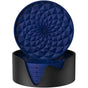 Dark Blue and Black Geometric Silicone Drink Coasters Set (6 Pack) with Holder - Non-Slip Table Protectors V888-ELOSUNG27198