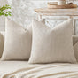 Beige Plush Chenille Cushion Covers Set of 2 - Soft Textured Decorative Throw Pillow Cases for Sofa Couch, V888-ELOSUNG27213