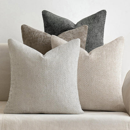 Pink Plush Chenille Cushion Covers Set of 2 - Soft Textured Decorative Throw Pillow Cases for Sofa Couch, V888-ELOSUNG27220
