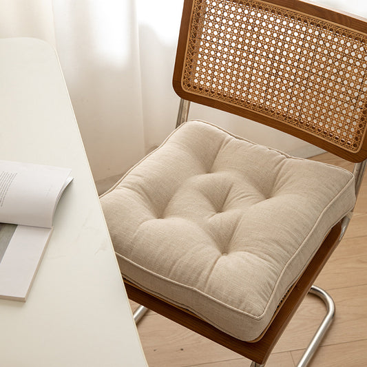 Beige Soft And Thick Seat Cushion - Cotton Linen Blend Chair Pad with Ties - 43x43cm V888-ELOSUNG27230