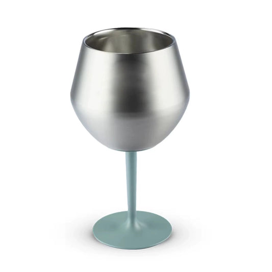 2 Pcs Green and Silver Detachable Stainless Steel Wine Glass - 14oz (420ml) Portable Stemmed Goblet for V888-ELOSUNG27237
