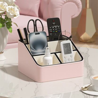 Pink and Black Stylish PU Leather Desktop Organizer Caddy - Multi-Compartment Holder for Remotes, Office V888-ELOSUNG27260