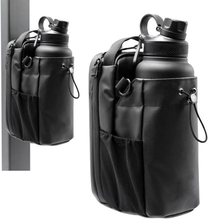 Black Magnetic Gym Water Bottle Holder Bag - Crossbody Sling Pouch for Essentials V888-ELOSUNG27261