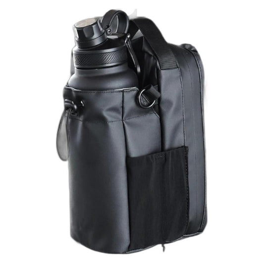 Black Magnetic Gym Water Bottle Holder Bag - Crossbody Sling Pouch for Essentials V888-ELOSUNG27261
