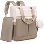 Khaki and Beige Stylish Nappy Bag Backpack - Multi-Functional Diaper Bag with Insulated Pockets, Changing Pad V888-ELOSUNG27264