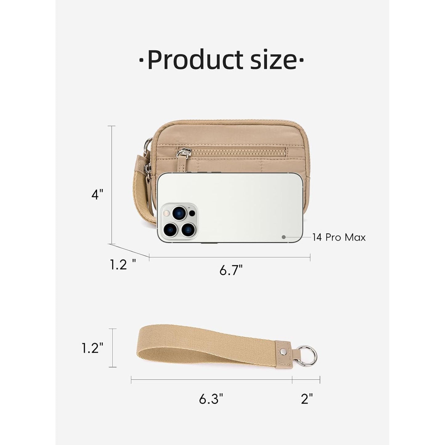 Black RFID Blocking Nylon Wristlet Clutch Wallet - Compact Waterproof Pouch with Card Slots & ID Window V888-ELOSUNG27266
