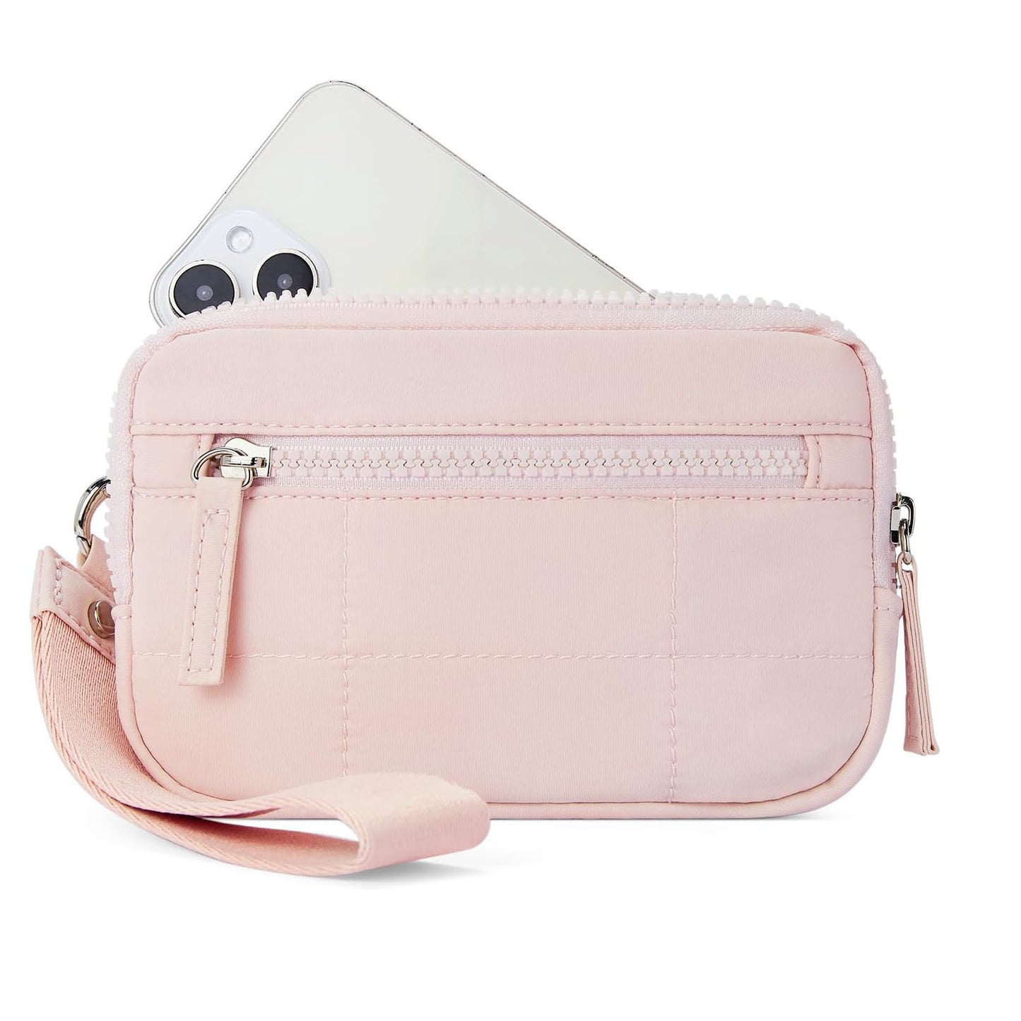 Pink RFID Blocking Nylon Wristlet Clutch Wallet - Compact Waterproof Pouch with Card Slots & ID Window V888-ELOSUNG27270