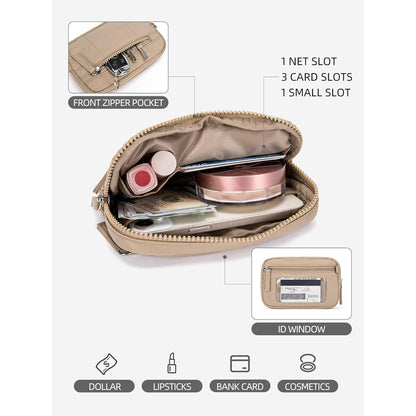 Pink RFID Blocking Nylon Wristlet Clutch Wallet - Compact Waterproof Pouch with Card Slots & ID Window V888-ELOSUNG27270