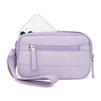 Purple RFID Blocking Nylon Wristlet Clutch Wallet - Compact Waterproof Pouch with Card Slots & ID Window V888-ELOSUNG27271