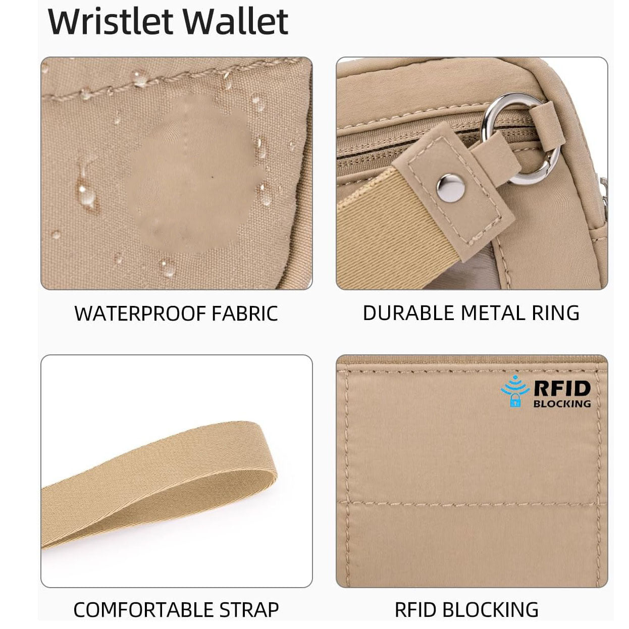 Purple RFID Blocking Nylon Wristlet Clutch Wallet - Compact Waterproof Pouch with Card Slots & ID Window V888-ELOSUNG27271