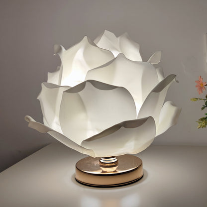 White Elegant Lotus Flower Table Lamp - Decorative Bedside Night Light for Bedroom Ambiance V888-ELOSUNG27276