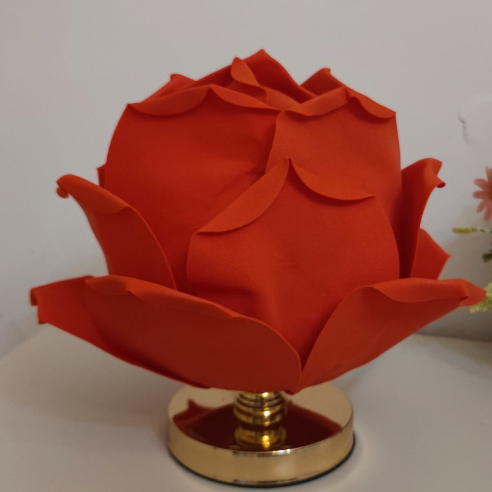 Red Elegant Lotus Flower Table Lamp - Decorative Bedside Night Light for Bedroom Ambiance V888-ELOSUNG27278