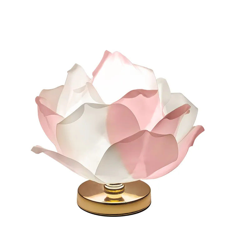 Champagne Elegant Lotus Flower Table Lamp - Decorative Bedside Night Light for Bedroom Ambiance V888-ELOSUNG27280