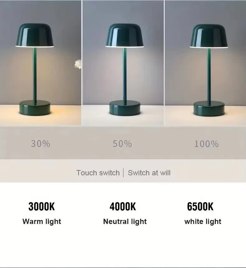 Dark Green Modern Minimalist LED Table Lamp - Rechargeable Touch Control Desk Light V888-ELOSUNG27297