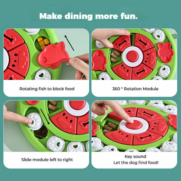Green Interactive Pet Puzzle Feeder Toy - Slow Eating & Mental Stimulation Game for Dogs & Cats V888-ELOSUNG27298