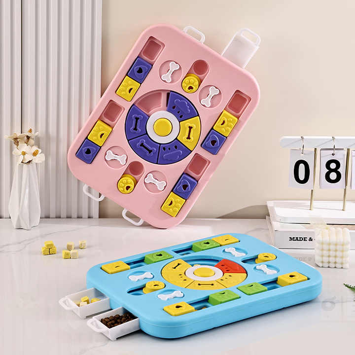 Pink Advanced Interactive Dog Puzzle Toy - Multi-Mechanism Treat Dispensing Slow Feeder for Mental Enrichment V888-ELOSUNG27300