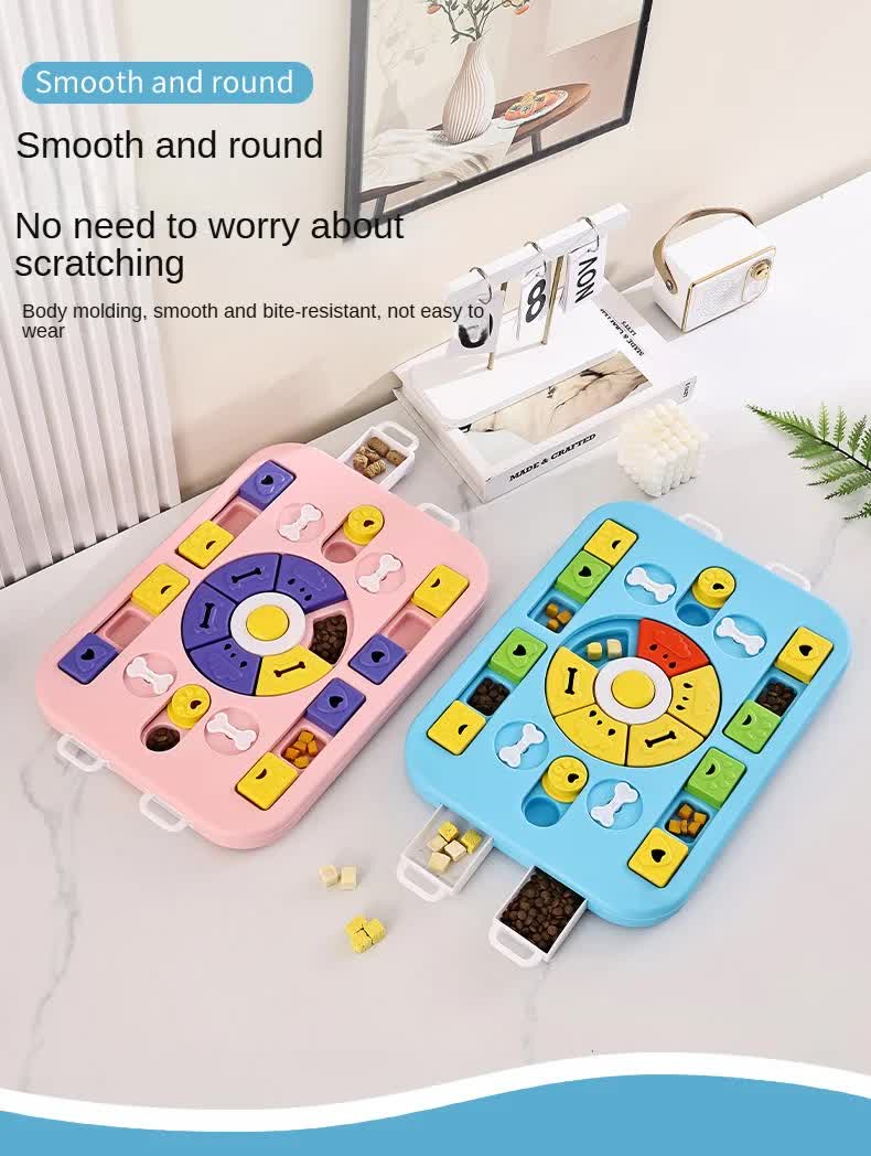 Pink Advanced Interactive Dog Puzzle Toy - Multi-Mechanism Treat Dispensing Slow Feeder for Mental Enrichment V888-ELOSUNG27300