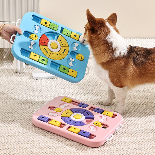 Blue Advanced Interactive Dog Puzzle Toy - Multi-Mechanism Treat Dispensing Slow Feeder for Mental Enrichment V888-ELOSUNG27301