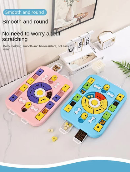 Blue Advanced Interactive Dog Puzzle Toy - Multi-Mechanism Treat Dispensing Slow Feeder for Mental Enrichment V888-ELOSUNG27301