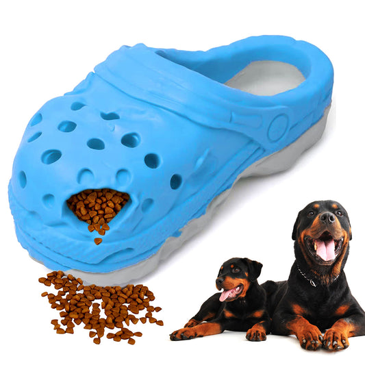 Size L Blue Tough Slipper Dog Chew Toy - Natural Rubber Treat Dispenser & Teeth Cleaner for Interactive Play V888-ELOSUNG27313