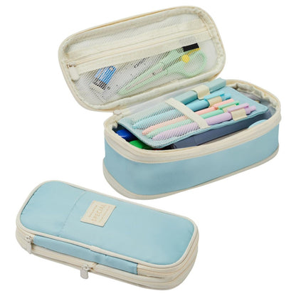 Light Blue Large Capacity Expandable Pencil Case - Multi-Compartment Student Stationery Pouch (Only with V888-ELOSUNG27317