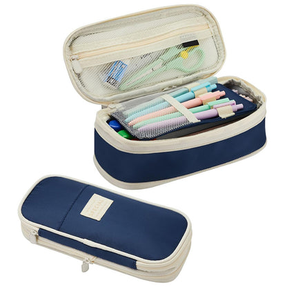 Dark Blue Large Capacity Expandable Pencil Case - Multi-Compartment Student Stationery Pouch (Only with V888-ELOSUNG27318