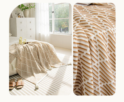 Black and Beige Diamond Pattern Soft Cozy Knit Throw Blanket with Tassels - Geometric Pattern Lightweight V888-ELOSUNG27320