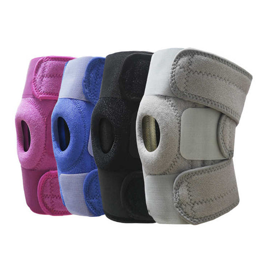 Black Adjustable Knee Brace Support (Pair) with Dual Spring Stabilizers & Patella Gel Pad - Non-Slip for V888-ELOSUNG27327
